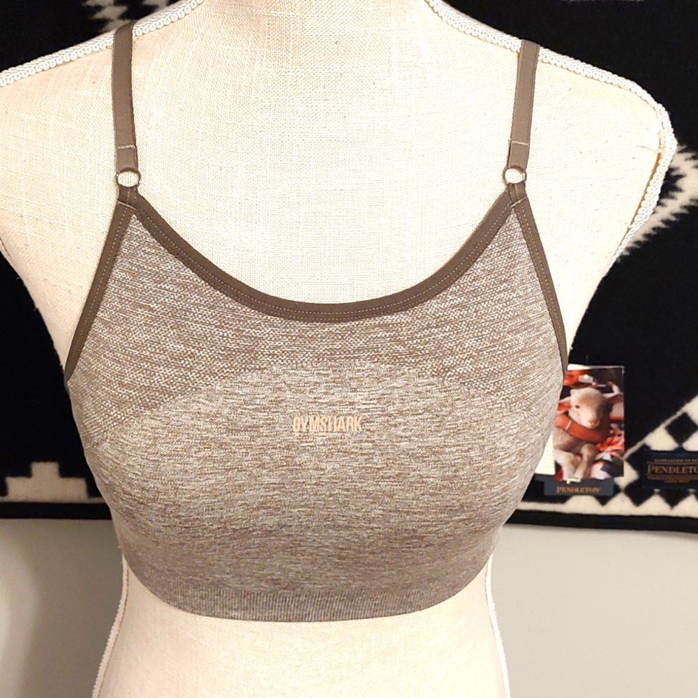 💐 EUC Gymshark Brand Ladie's Spandex Adjustable Back Workout Bra, Grey, Small
